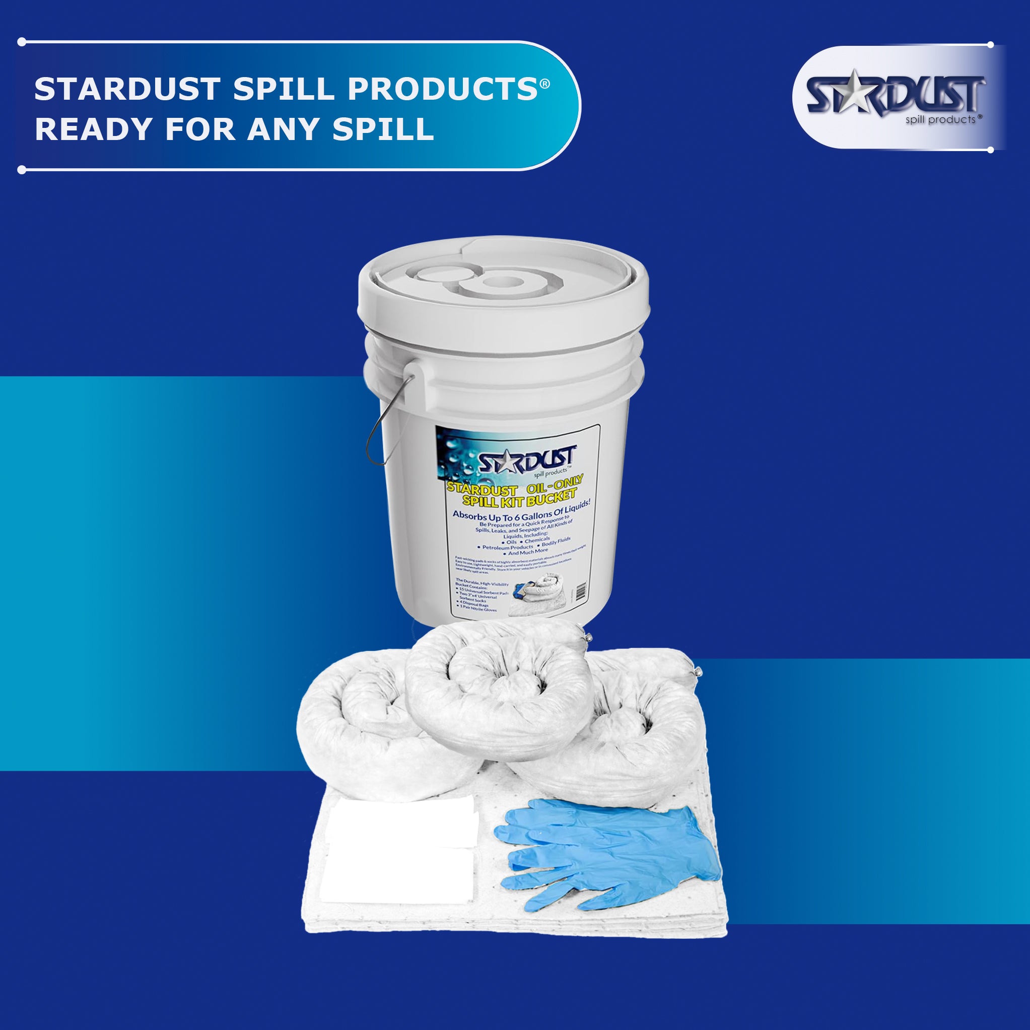 STARDUST Compact Oil-Only 5-Gallon Bucket Spill Kit (Part No D905P)
